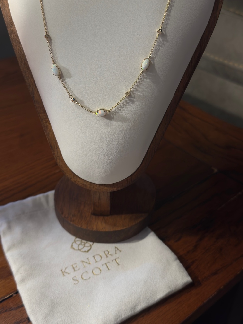 Kendra Scott Gold Necklace with White Opal Accents